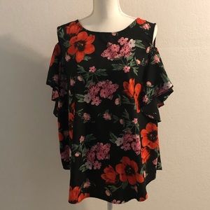 Cold shoulder floral blouse by Time to Bloom